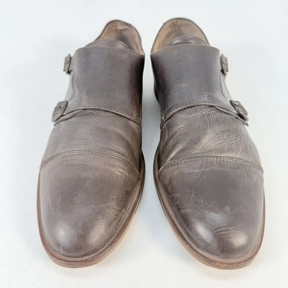 McCarren & Sons Dark Brown Leather Captoe Double Monk Strap Mens 10.5 Dress Shoe